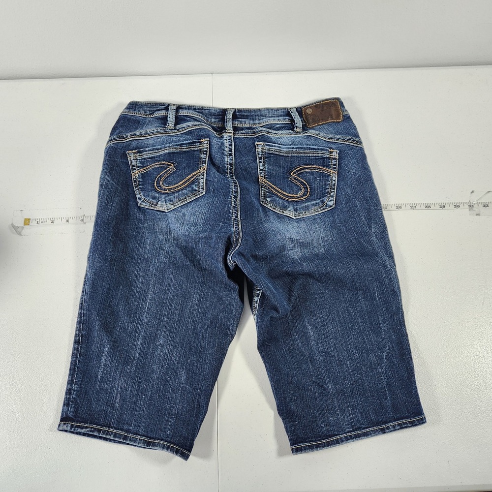 Silver Jeans Co Camden Rose Bermuda Shorts Dark Wash Denim Womens Size 14 W50215 - Picture 2 of 11